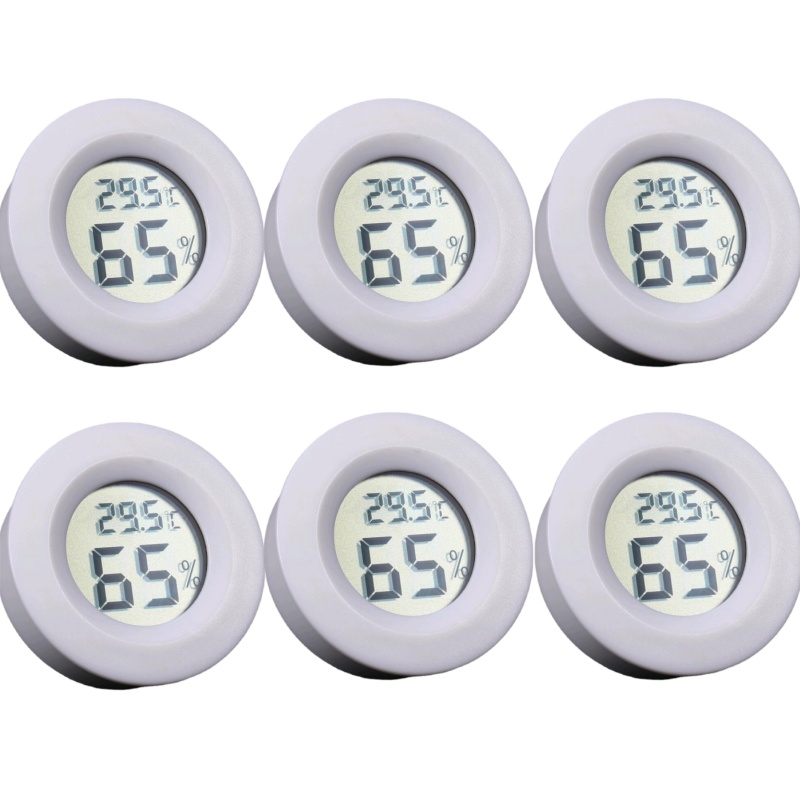 6~10pcs Mini Hygrometer Thermometer Fahrenheit or Celsius Meter Digital LCD Monitor Indoor Room Round Humidity Temperature Gauge: green