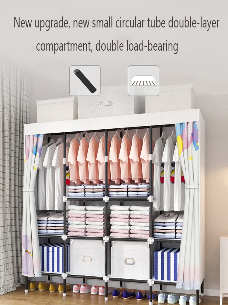 Armoire de rangement en tissu pour bébé, meuble de salon, casier de rangement, armoire en tissu Simple, Style dessin animé, garde-robe Oxford épais
