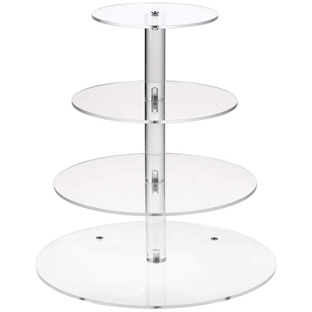 Transparent Round Acrylic 3/4 Tier Cake Holder Party Cupcake Display Stand Rack Glass Cake Stand Macaron Display Stand: 4 Layer