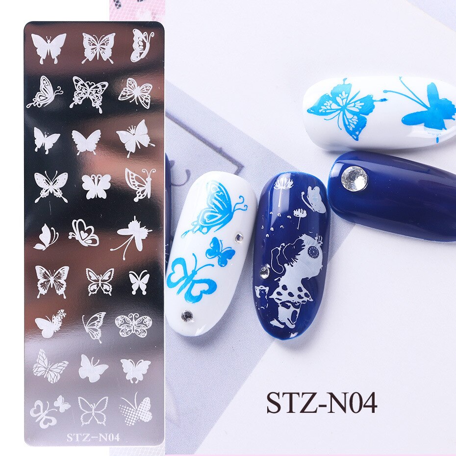 Butterfly Daisy Nail Stamping Plates Abstract People Face Image Stamp Templates French Nail Flower Lines Transfer Stencil KUI2.4: N04