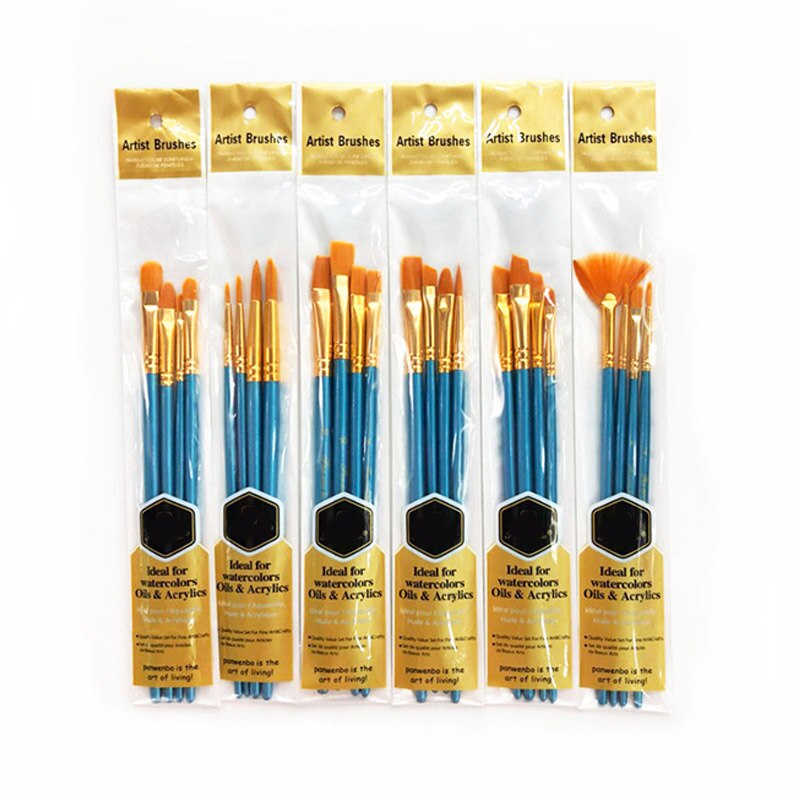 4 pçs desenho arte pincéis de pintura a óleo supplie punho de madeira portátil tubo de alumínio náilon cabelo artista pintura pincel desenho caneta