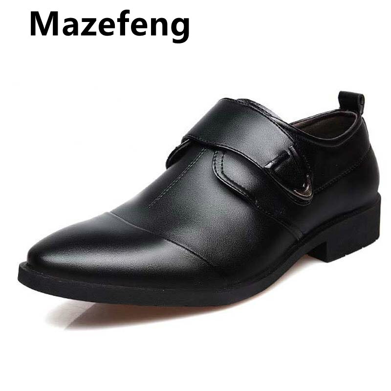 Męskie buty wizytowe klasyczne skórzane klamry formalne ślubne robić biura brązowe czarne buty z paskiem mnisim