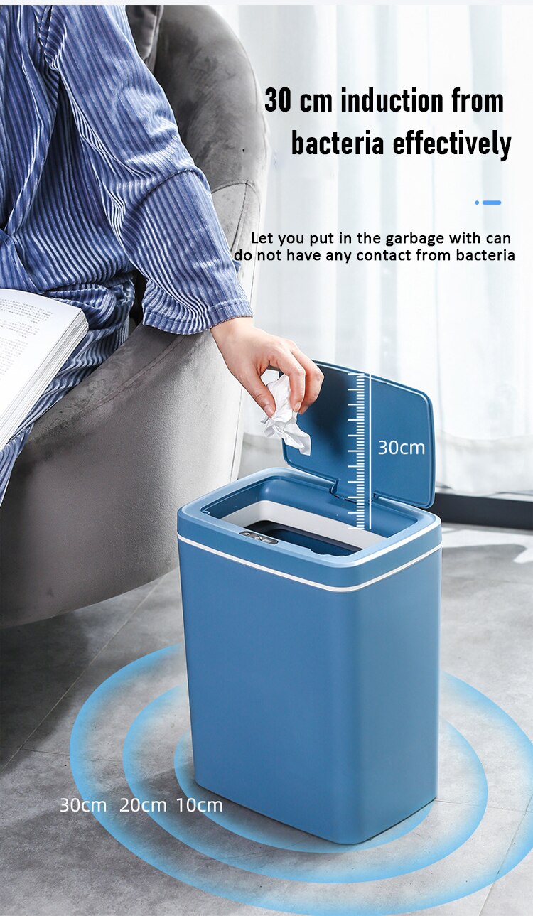 16L Intelligent Trash Can Automatic Sensor Dustbin Sensor Electric Waste Bin Home Rubbish Can For Bedroom Kitchen Bathroom Garba