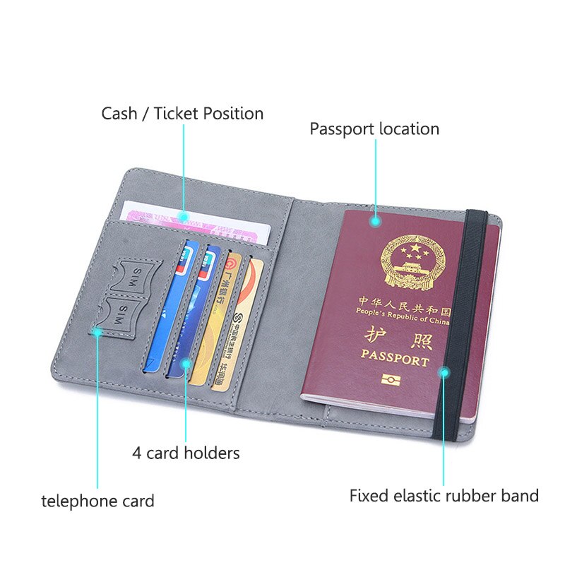 RFID di Affari Dell'annata Del Passaporto Coperture Supporto Multi-Funzione ID della Carta di Credito Portafogli Degli Uomini Delle Donne di Caso Titolare Della Carta di Credito Portafoglio di Viaggio