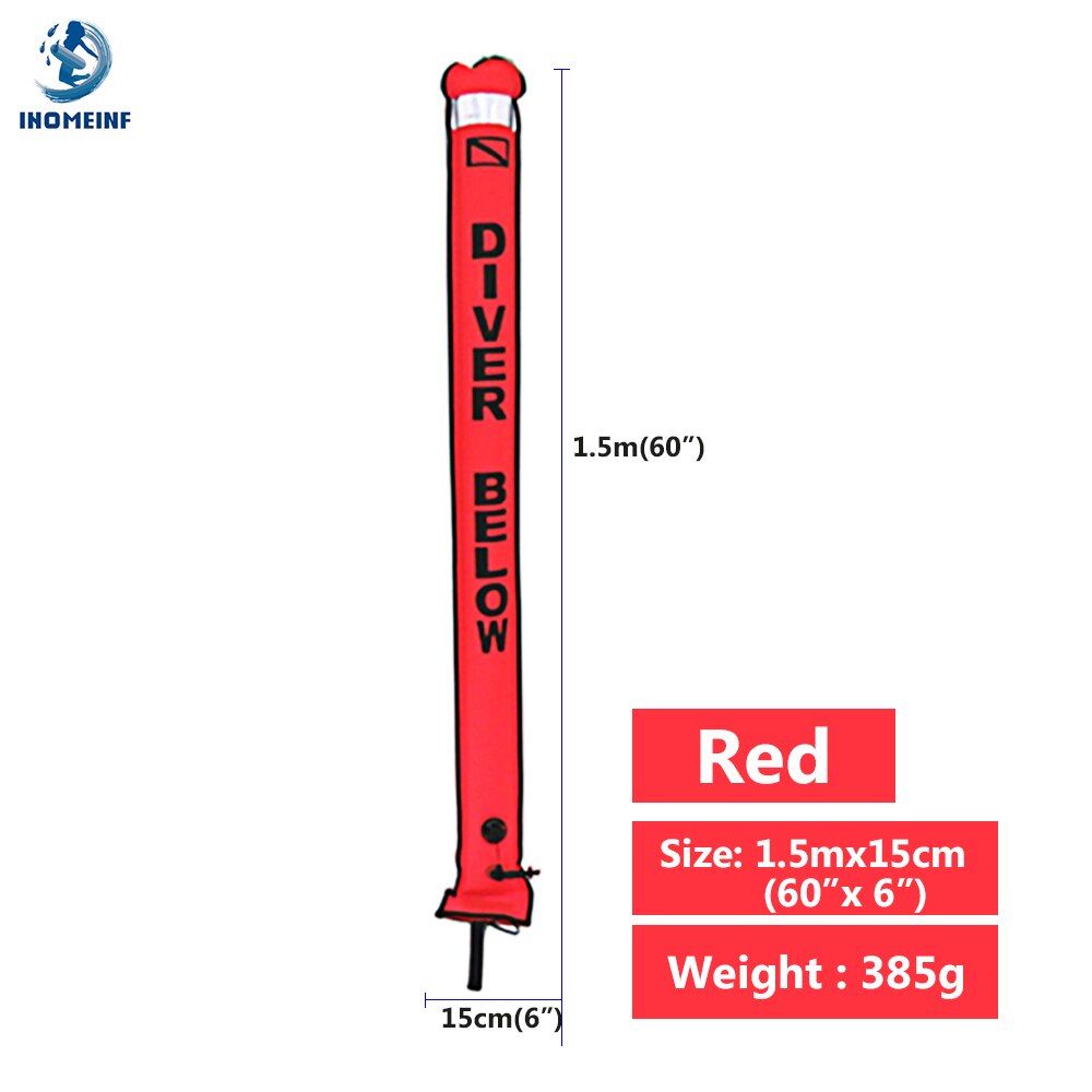 Oberflächenboje 1.5m 1.8m farbige tauchboje mit guter sichtbarkeit, aufblasbare sicherheitsboje für taucher, zubehör für tauchausrüstung: 1.5m 15cm rot