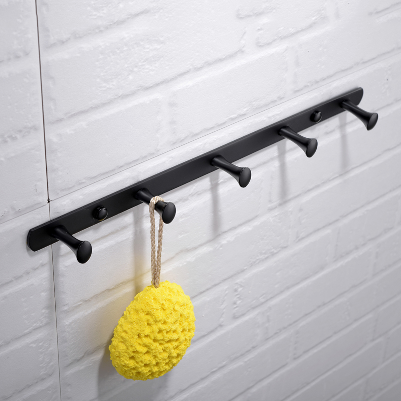 Gancho redondo de latón negro para bata, perchero para abrigo y sombrero, montaje en pared, acabado negro, accesorios de cocina para Baño