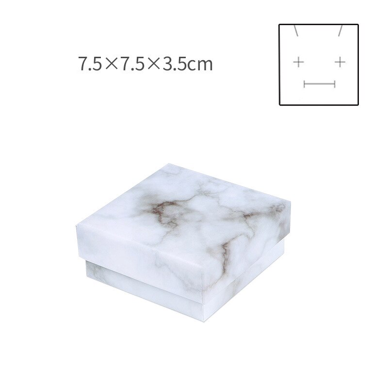 Pap smykkeskrin opbevaring display bæreræske til halskæder armbånd øreringe firkantet rektangel marmor hvid håndlavet: 7.5 x 7.5 x 3.5cm