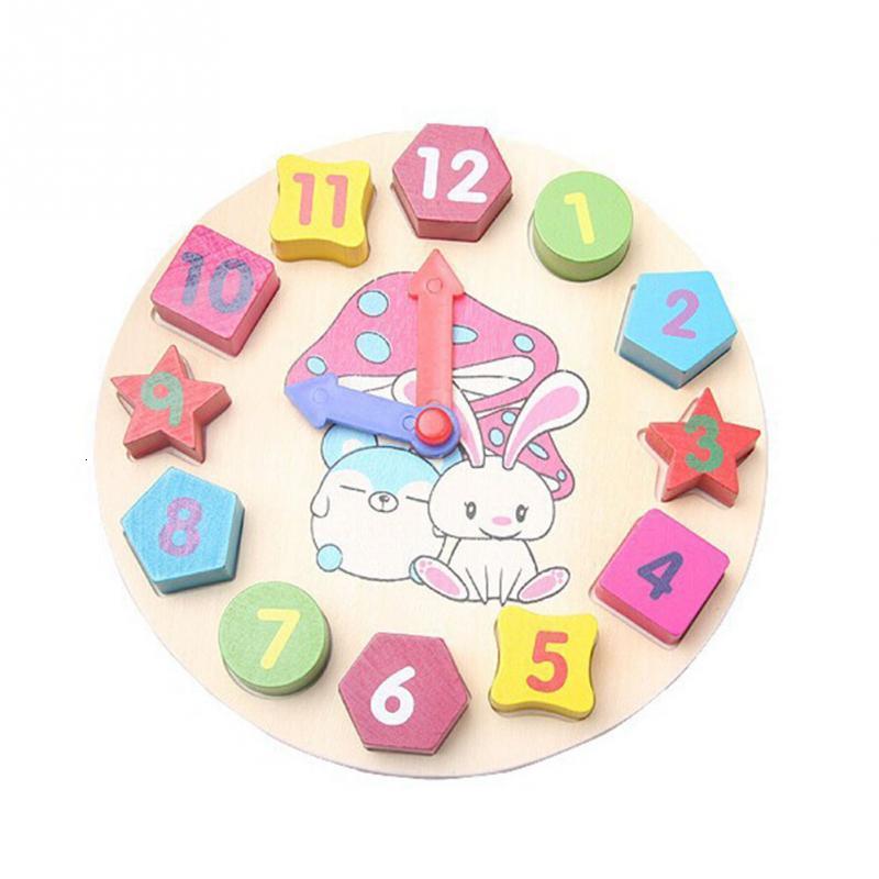 Wooden Number Clock Children Early Education Clock Tiny Rabbit Clock