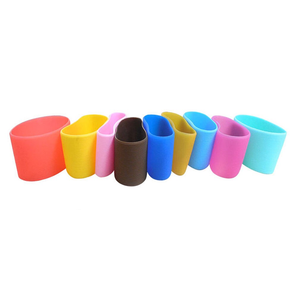 Silicone world 6.5CM tazza di vetro in Silicone tazza antiscivolo manica isolamento antiscivolo copertura protettiva striscia orizzontale copertura isolante