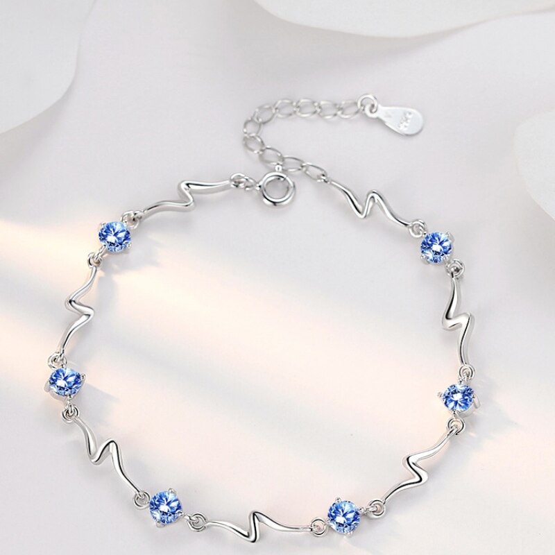 Koreanische Ausführung von 925 silber überzogene blaue kristall Armbinde frauen diamant Blitz Armbinde einfache schmuck Armbinde