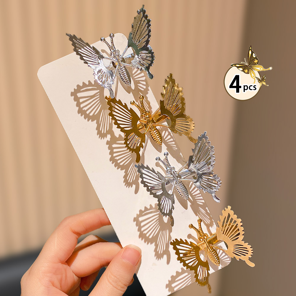 Pinzas para el cabello de mariposa Juego de 4/6/10 Textura metálica Sin esfuerzo aspecto dulce y fresco Ideal para la vida diaria de las niñas: Lavanda