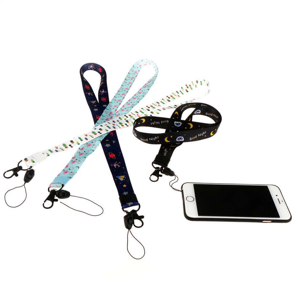 1pcs Cartoon Print Mobile Phone Neck Strap Cute Keys Lanyards ID Card Hang Rope ID Badge Holder Party about 45cm