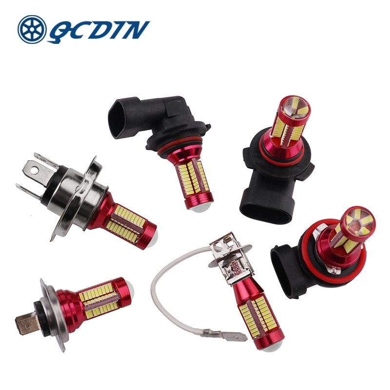 QCDIN 2 uds H7 bombillas LED de faro delantero de coche LED 9005/9006H8/H11/H3/H4/H7 6000 Auto LM faro blanco antiniebla DC 12V