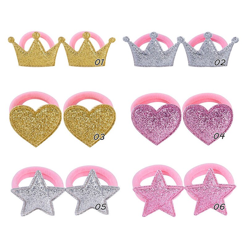 Neue 1 Paar Haar Bands Prinzessin Sterne Goldene Elastische freundlicher Krone Haar Seile Einstellbare Baby Kopfschmuck Herz Haar Zubehör