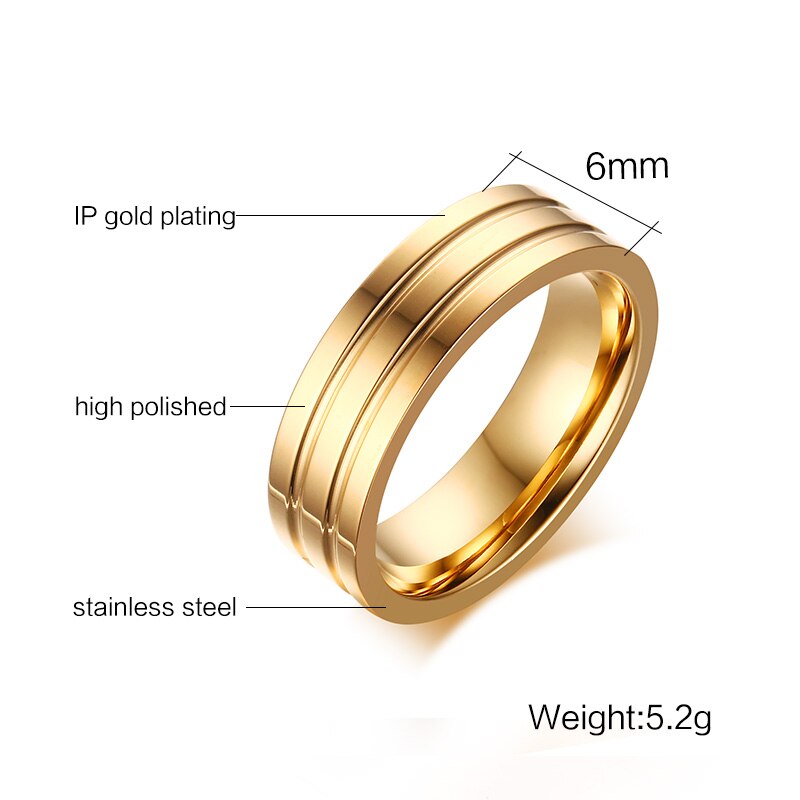 Vnox 6Mm Verlovingsringen Hoge Gepolijst Comfort Fit Traditionele Bruiloft Band Ringen Voor Vrouwen Sieraden