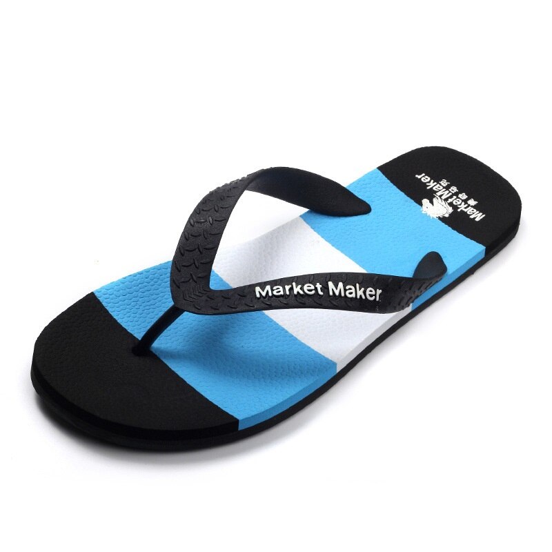Män skor sommar herr tofflor anti-slide lätta mjuka flip flops fritidsskor sommar manliga inomhus utomhus tofflor strand: Blå / 39