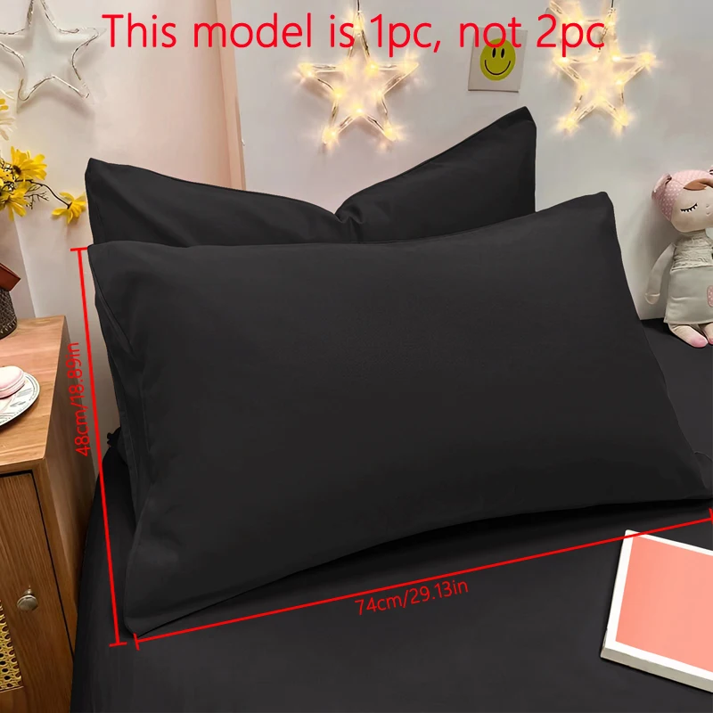 1 Piece Of Matte Solid Color Pillowcase, Bedroom Pocket Sealed Soft Pillowcase, Bedding: black