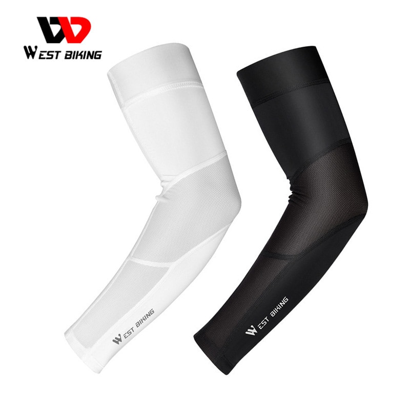 WEST BIKING Cycling Arm Sleeves Sunscreen Anti-UV Fishing Running Basketball Arm Warmer Outdoor Sport Fitness Compression Sleeve