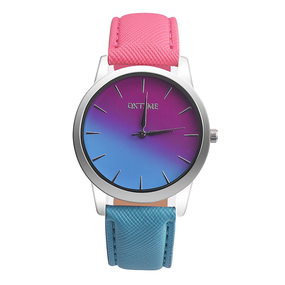 Regenboog Vrouwen Casual Quartz Lederen Band Band Horloge Analoog Polshorloge Horloge Klok Valentine Luxe: C