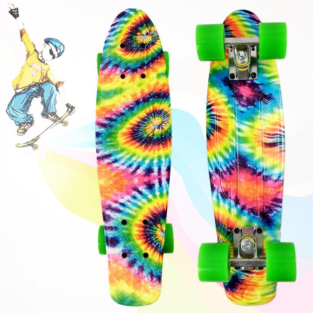 22 "skateboard mini cruiser skateboard plast galakse stjernehimmel trykt longboard retro banan fishboard gade udendørs sport: E