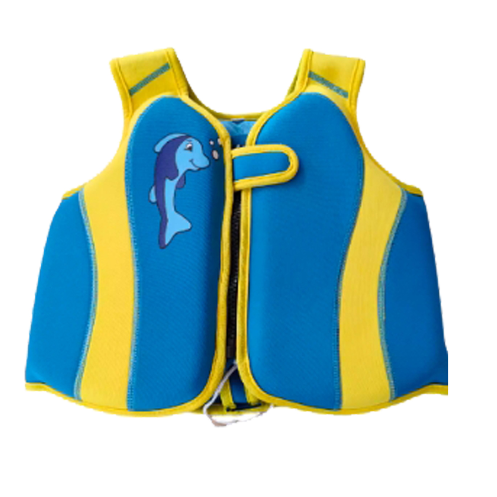 Oppustelig badedragt til børn, svømmer med hurtigudløsende spænde, farveblokket, unisex, justerbar trykknap-badedragt: S / Himmelblå