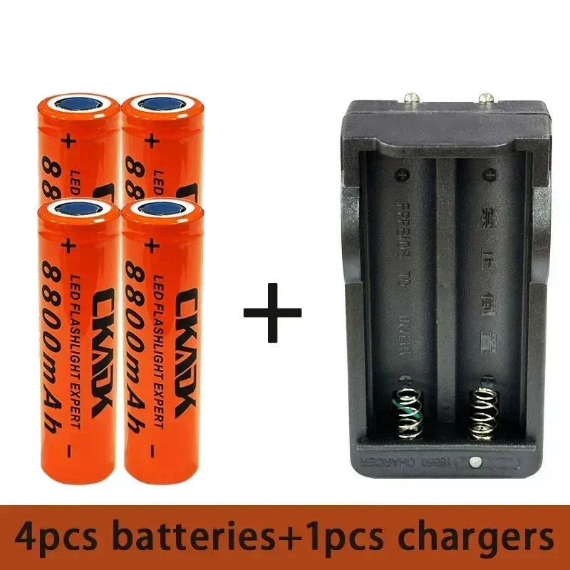 100% Original 18650 3.7V 8800mAh Rechargeable Lithium Battery with 10A Discharge, Suitable for 18650 Battery+charger: PURPLE