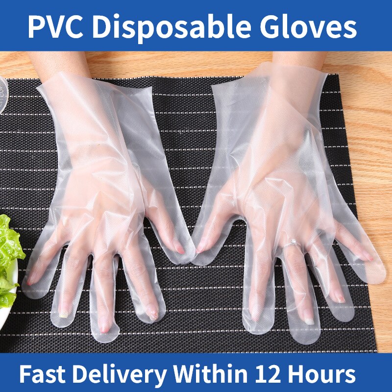 100PC PVC Disposable Gloves Waterproof Powder Free Gloves For Kitchen Laboratory Non-Nitrile Latex Gloves