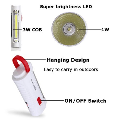 Solar Power/USB Rechargeable LED Flashlight Camping Hiking Light Lantern Lamp Defense Flashlight Stick