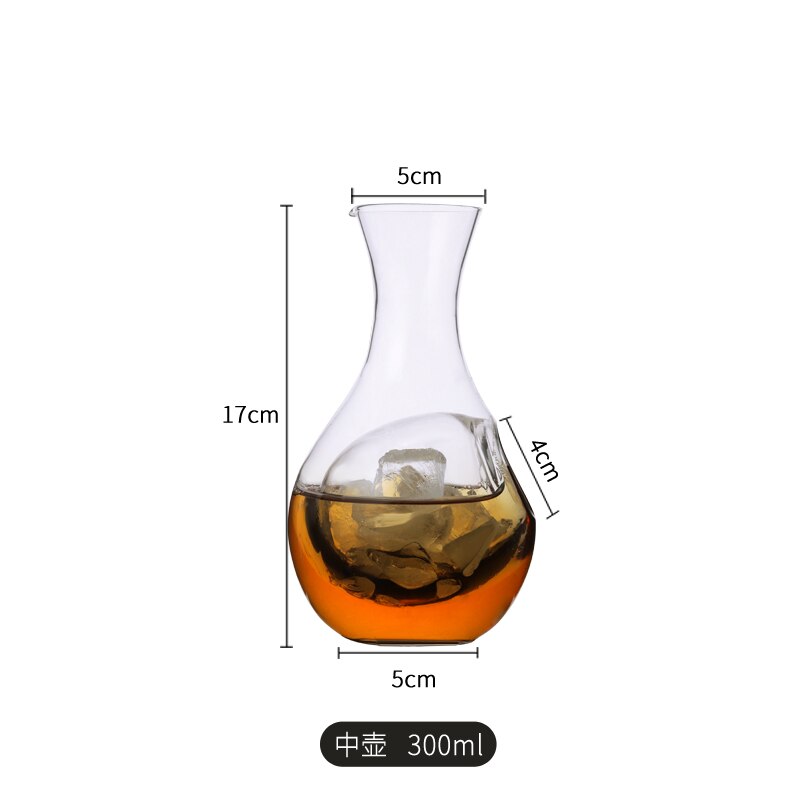 Crystal Glass Wine Decanter Japanese Hole Sake Glass Ice Jug Champagne Cooling Tools Thumb Hole Hamster Nest Wine Cocktail: Transparent 300ML