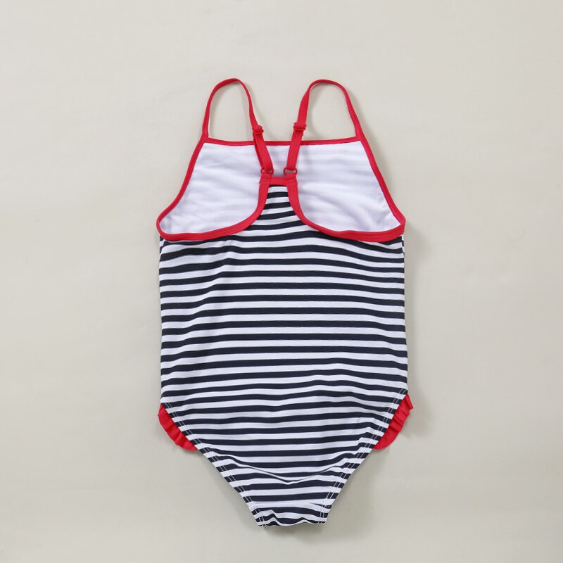 Girls Swimsuits One Piece Striped Swimwear For Girls 2-9years Offset Printing Anchor Kids Bathing Suits 1107