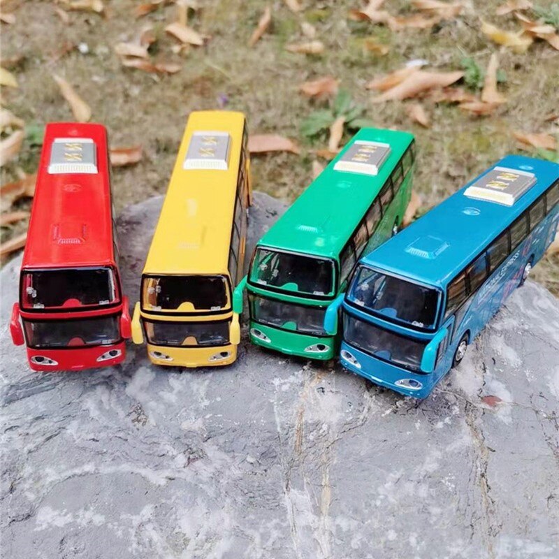 1:50 5 Deur Legering Tour Bus Model, Simulatie Spuitgieten Kinderen Speelgoed Auto, geluid En Licht Trek,