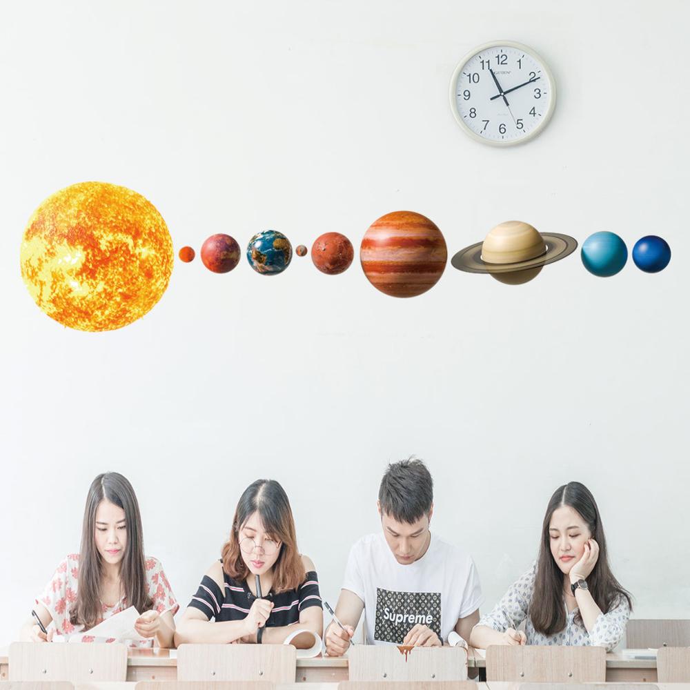 Solar system planet personality 3D wall stickers living room decoration mural bedroom decor decal wallpaper waterproof stickers