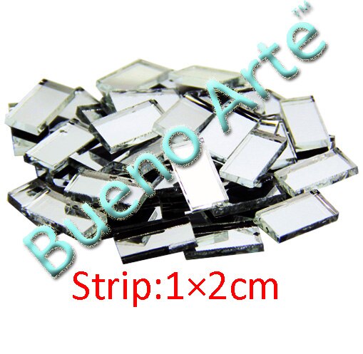 200g spiegel glas Kristal Glanzend zilver kleur 3/8 inch 10X10mm Vierkante zilveren DIY decoratie spiegel glazen tegel: Strip-138slice
