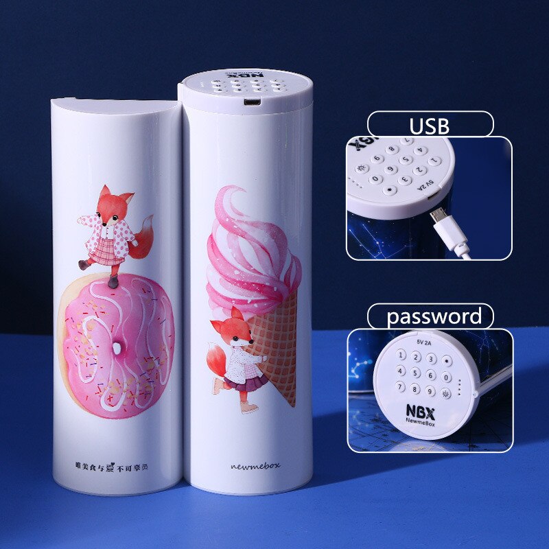 NewmeBox Quicksand translucent pencil case multifunction pencil box Combination lock cute pencil case with calculator pencilcase: 8