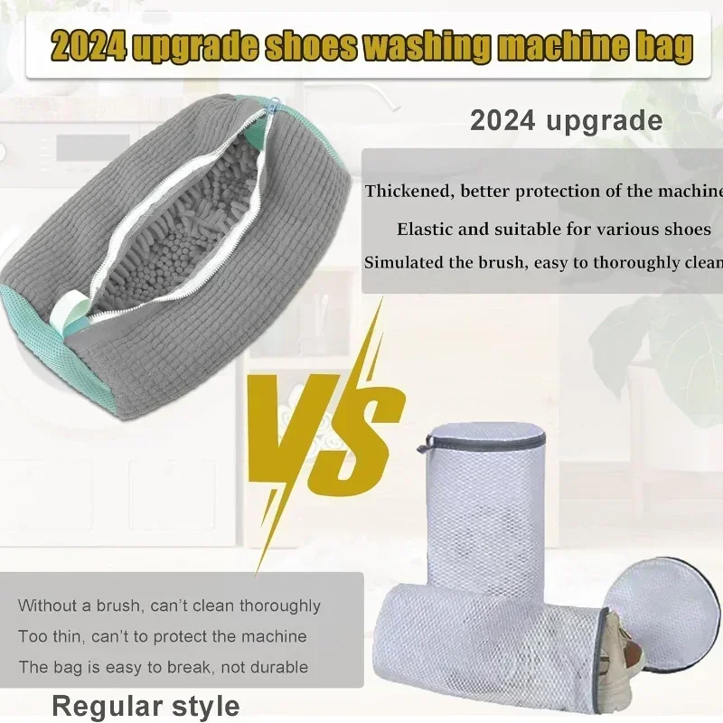 6-1pcs Washing Machine Shoe Bag for Sneakers Cleaning Slippers Washing Machine Cover Shoe Laundry Bag Soft Bristle Clean Brush
