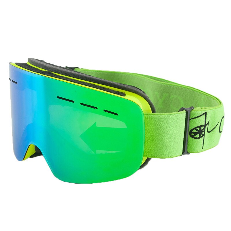 Occhiali Da motoslitta a doppia lente Occhiali Da Sci antiappannamento uomo donna Gafas De Esquiar Skibrille Occhiali Da Sci UV400 Occhiali Da Snowboard: green no case