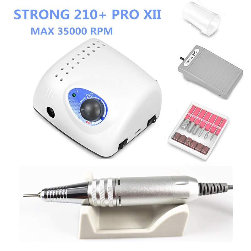 XIINail-taladro Strong 210 PRO, cortadores de máquina de manicura eléctrica uña, pulidora, lima de uñas, 35K: Amarillo claro