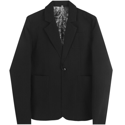 Menn blazer jakke årgang skrive ut fôr løs uformelt kjole kåpe mann streetwear elegant stil hofte hopp kjole frakk yttertøy: L