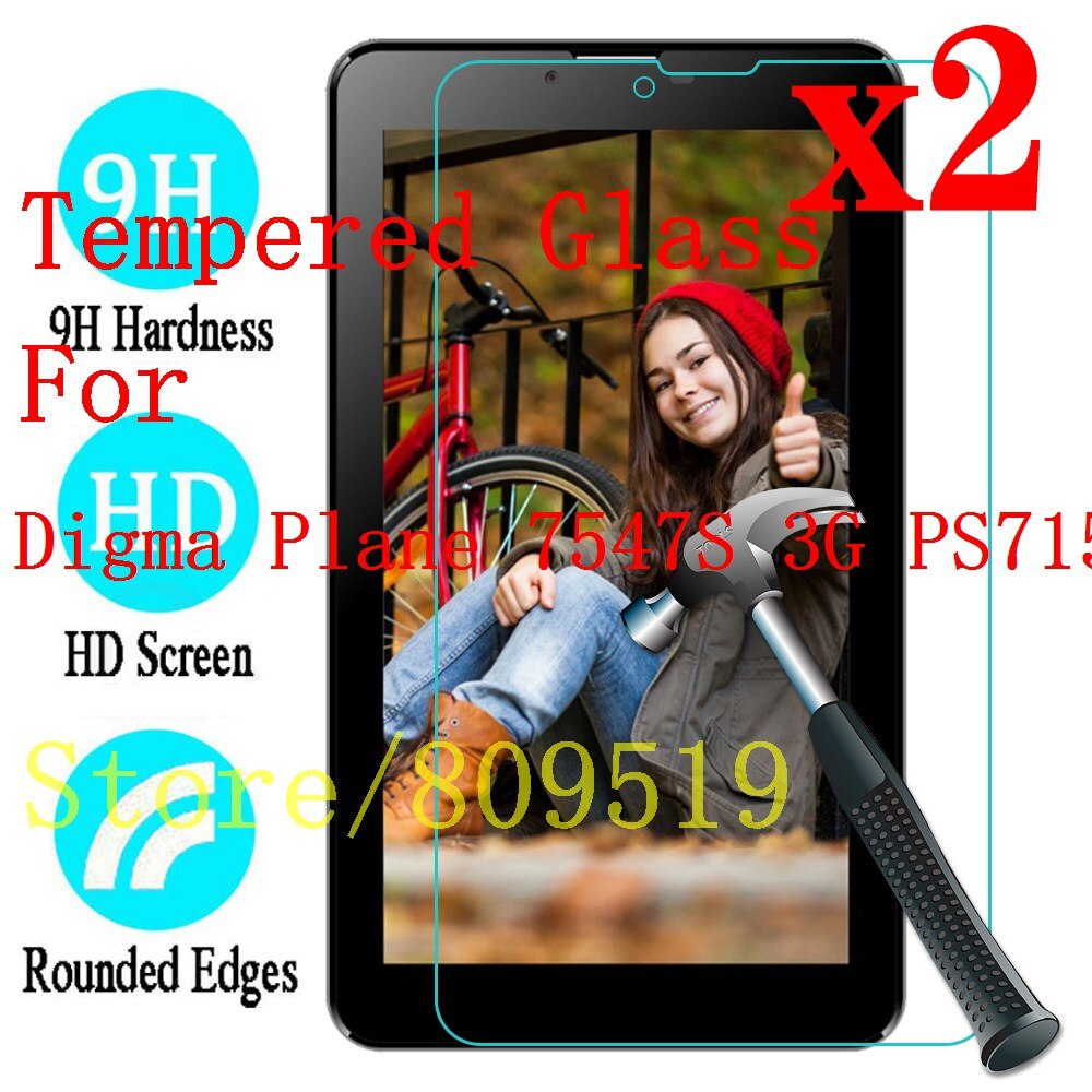 2 stks/partij 7 "Gehard Glas Voor Digma Plane 7547 S 3G PS7159PG 7546 S 7548 S Tablet Premium screen Protector Film Guard LCD Shield