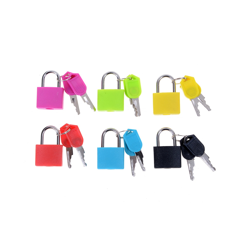 6 Kleuren Kleine Mini Sterke Stalen Hangslot Reizen Tiny Koffer Slot Met 2 Sleutels