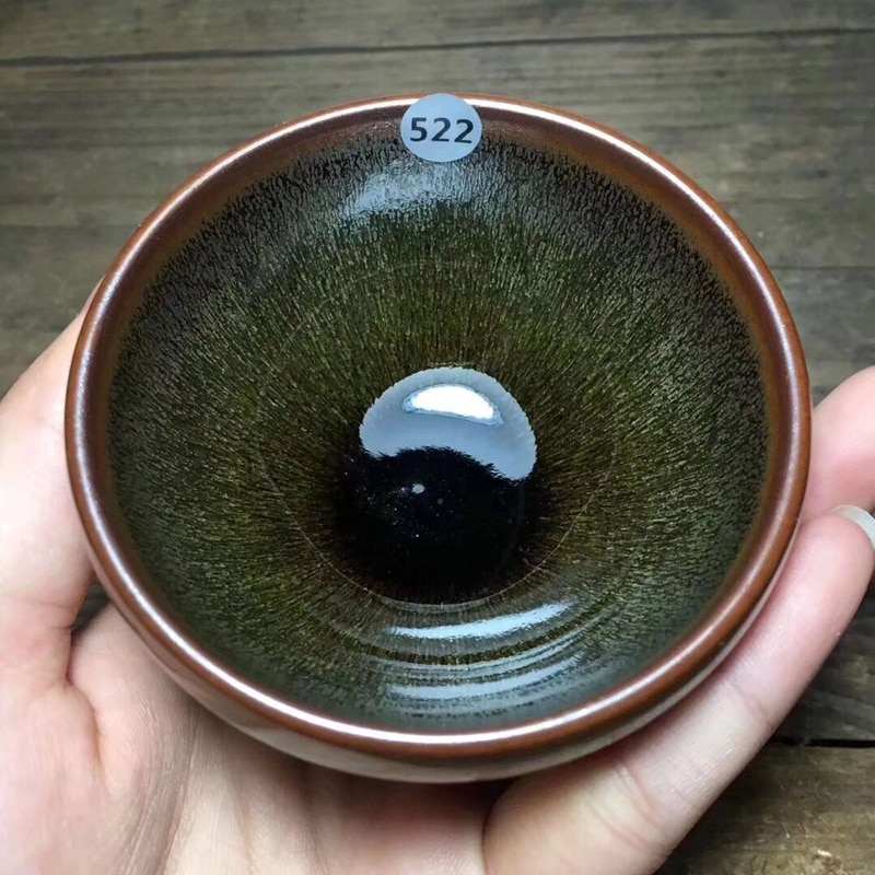 Jianzhan Chinese Song-dynastie Stijl Jian Oven Theekop Groene Haas Bont &#39;S Glazuur Porselein Cup Voor Thee Tenmoku Chawan bowls