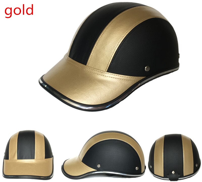 ESCAM Safety Helmet Motorcycle Helmet half helmet summer electric car men women personality baseball helmet protection: gold