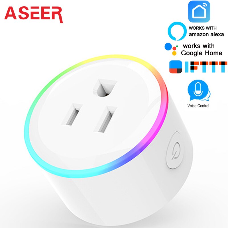 ASEER Tuya Smart Leben steckdose, EU wifi steckdose, RGB LED szene modi UNS mini wifi outlet, timer steckdose Alexa Google IFTTT