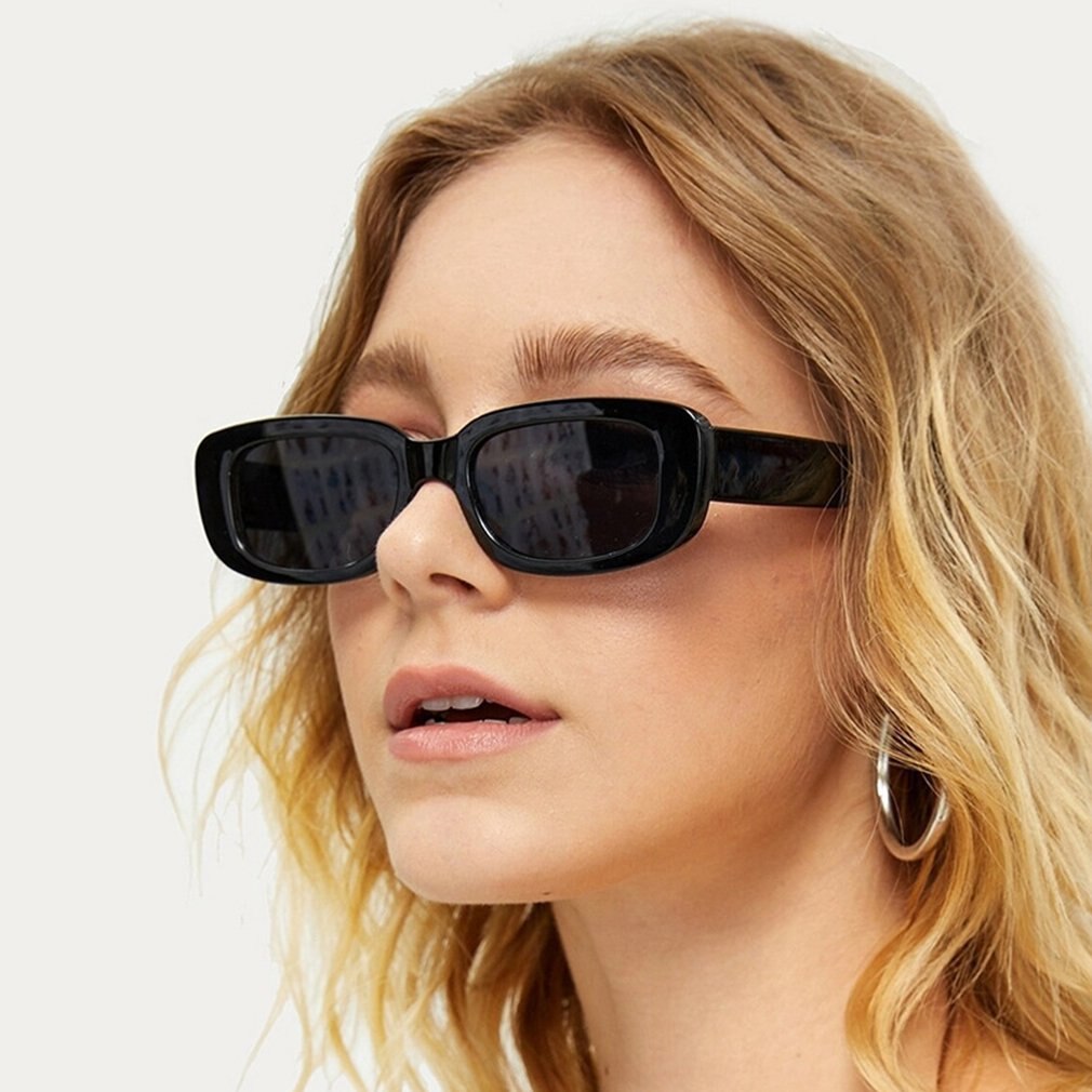 Gafas de sol retro cuadradas para mujer, anteojos clásicos rectangulares pequeños, artículo de viaje vintage de