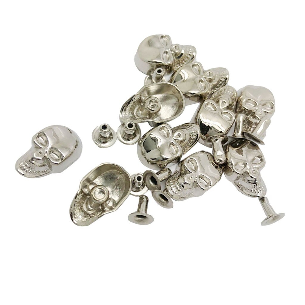 10 Sets de remaches de tachuelas de calavera Punk Rock picos zapatos bolsos DIY cuero artesanal 9x16mm