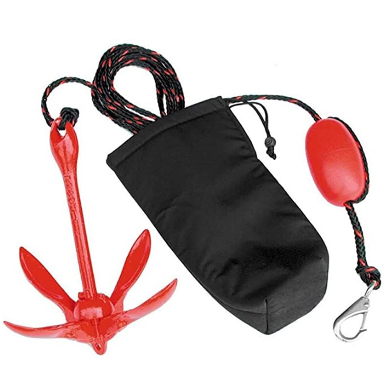 Boat Galvanized Folding Anchor Buoy Kit Portable Complete Grapnel Anchor System With Storage Bag