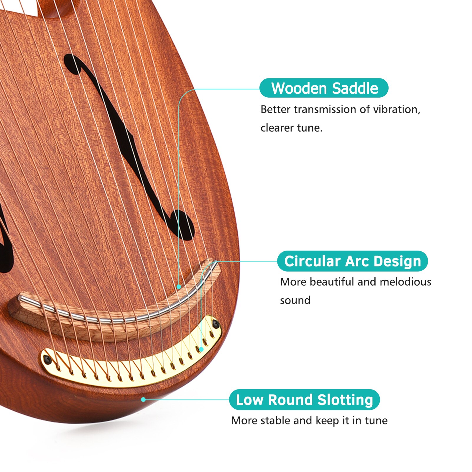 WH-16 16-String Houten Lier Harp Metalen Snaren Massief Houten String Instrument Met Draagtas Stemsleutel Musicbook