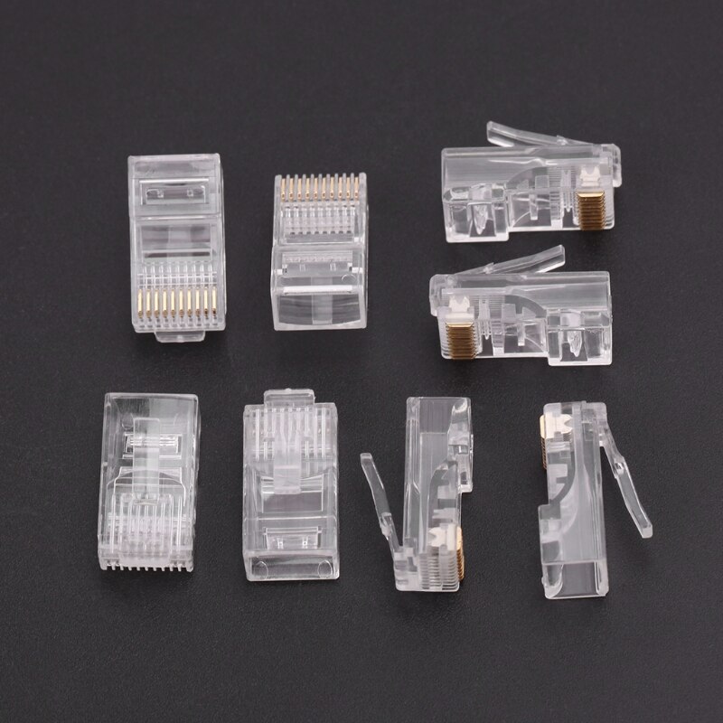 50 Pcs/Pack Stranded 10P10C Network Cable Connector RJ48 Crystal Plug Modular B95C
