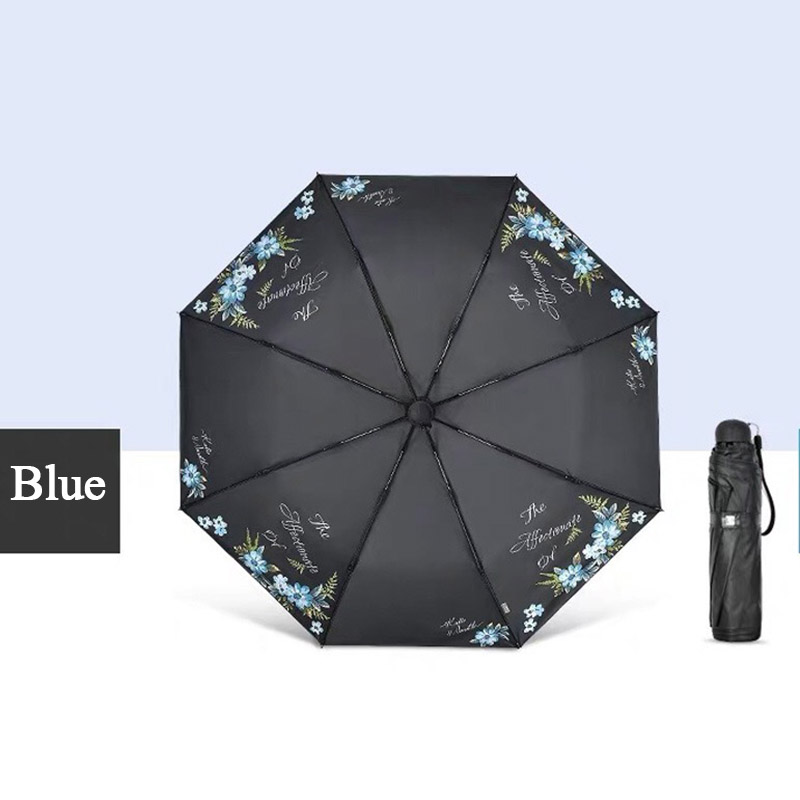 Paraguas de la mejor china para mujer, sombrilla plegable Anti-UV, a prueba de viento, de viaje, de: Azul