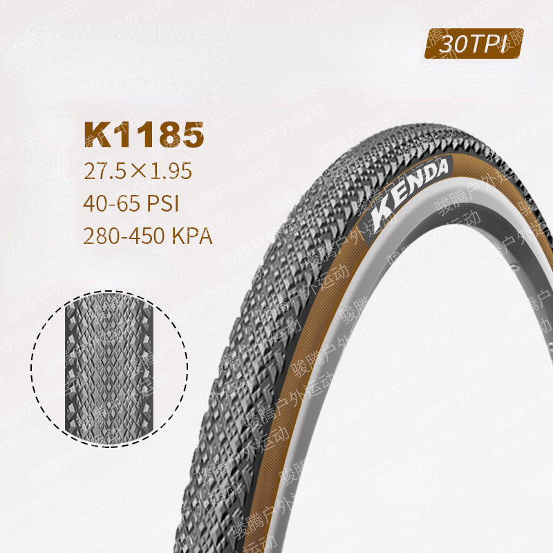 Pneus de vélo de montagne à bord jaune rétro marron, version fil d'acier, pneu extérieur, 26, 27.5x1.95, 27.5x1.75: Bourgogne